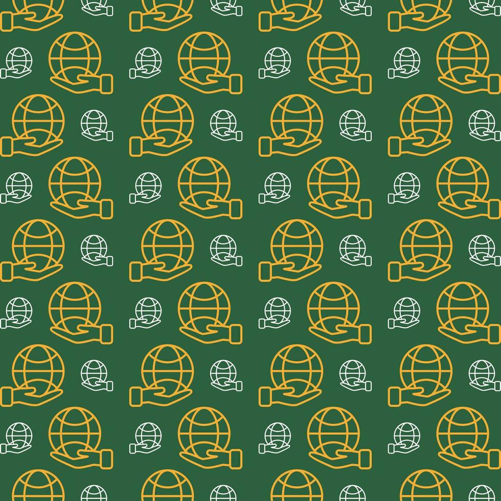 Earth on hand cute colorful repeating pattern vector illustration background