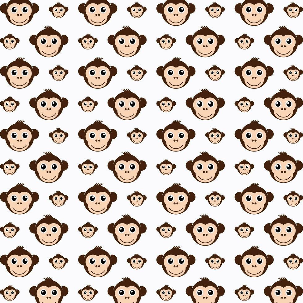 Monkey head vector seamless repeating pattern illustration background