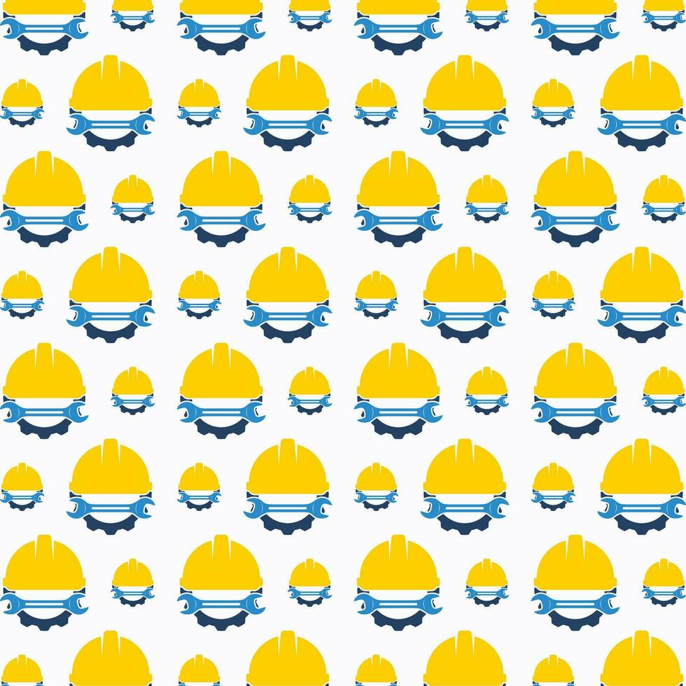 Safety helmet vector seamless repeating pattern illustration background