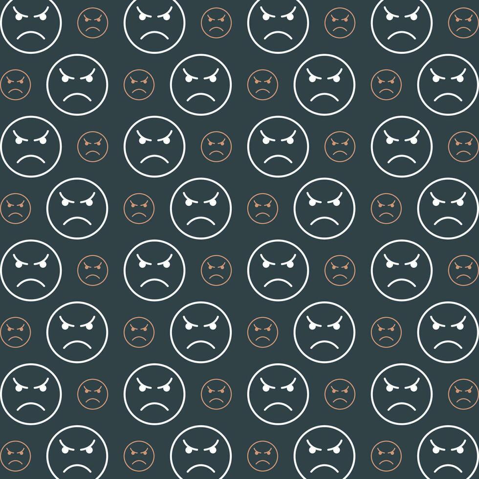 Angry Emoticon colorful repeating trendy pattern vector illustration background