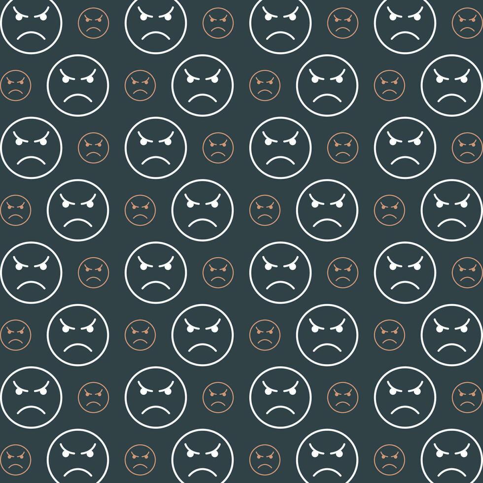 Angry Emoticon colorful repeating trendy pattern vector illustration background