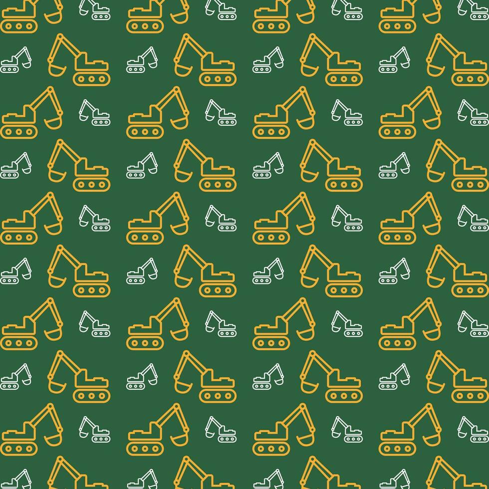 Excavator cute colorful repeating pattern vector illustration background