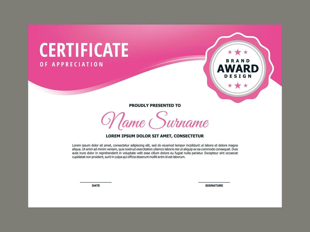 certificado modelo con Fresco rosado ondulado elemento vector