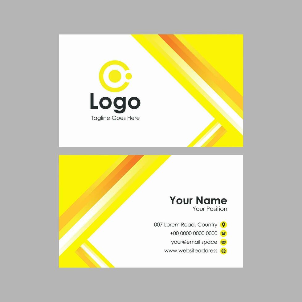 business card template with abstract geometric yellow background vector