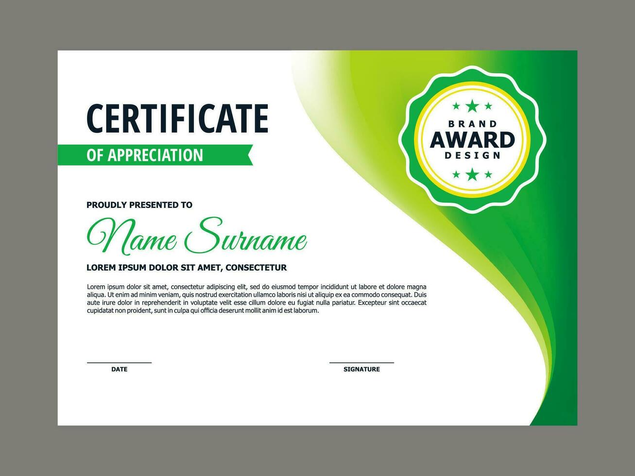 Certificate Template with Fresh Green Wavy Element vector