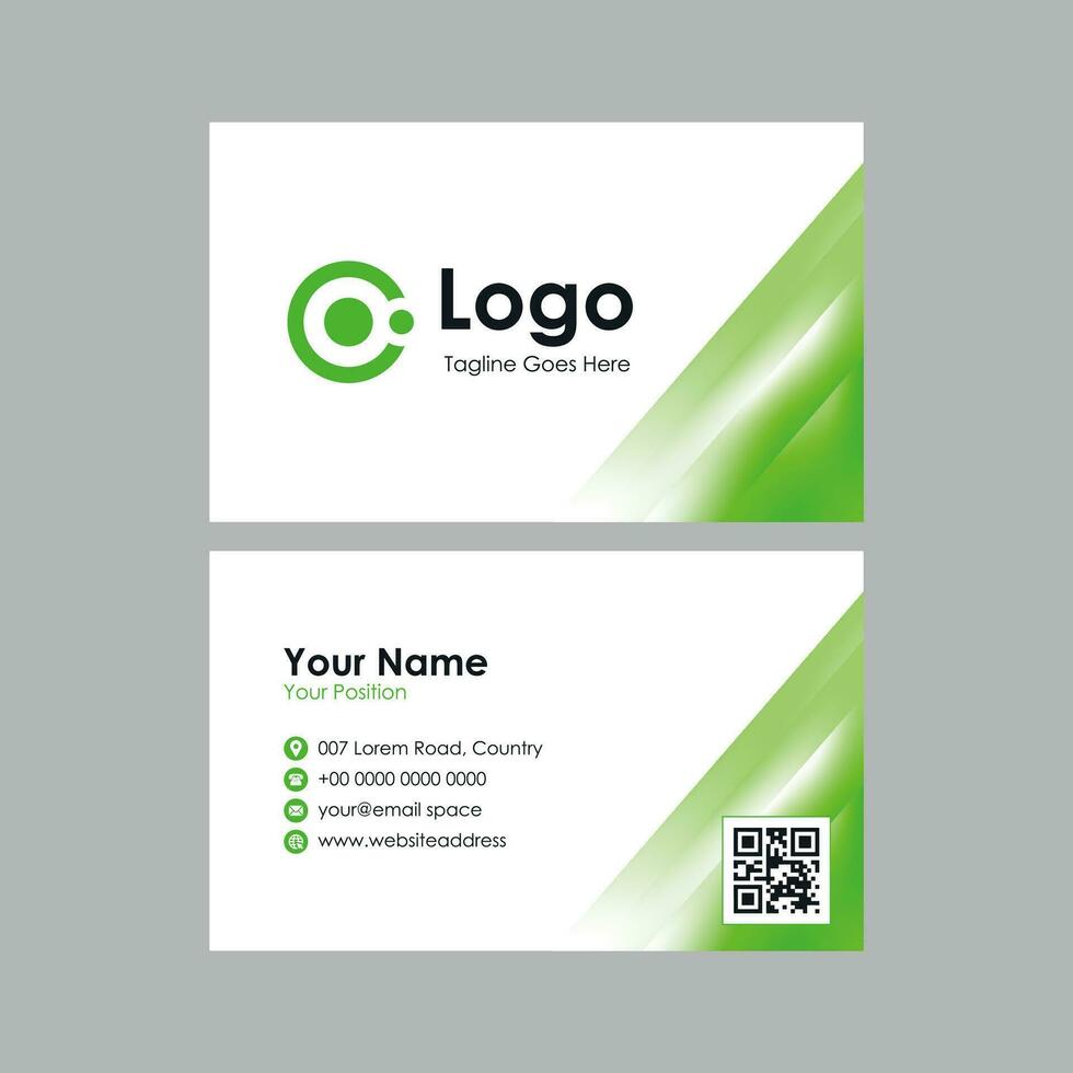 green business card template with green abstract background vector