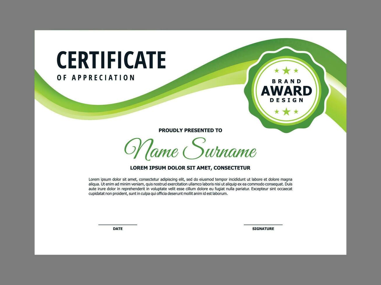 Certificate Template with Green Wavy Element vector