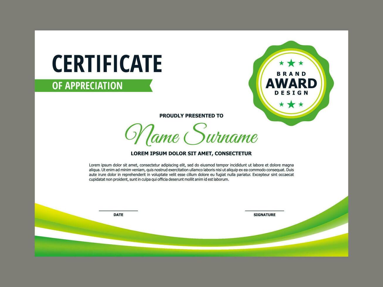 certificado modelo con Fresco verde ondulado elemento vector