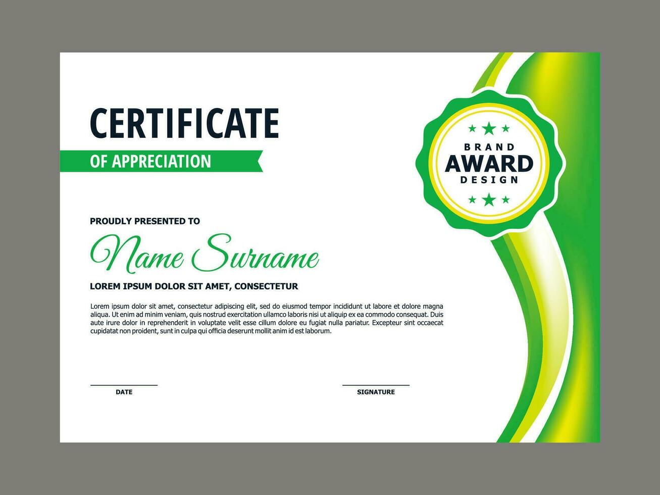 Certificate Template with Fresh Green Wavy Element vector