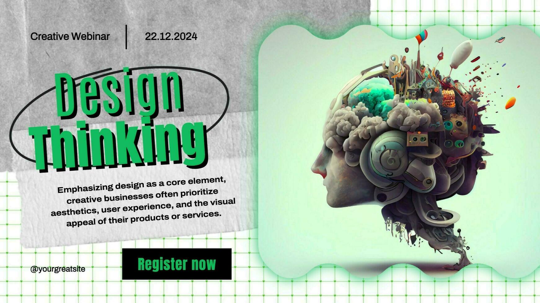 Green 3D Illustrated Design Thinking Twitter Post template
