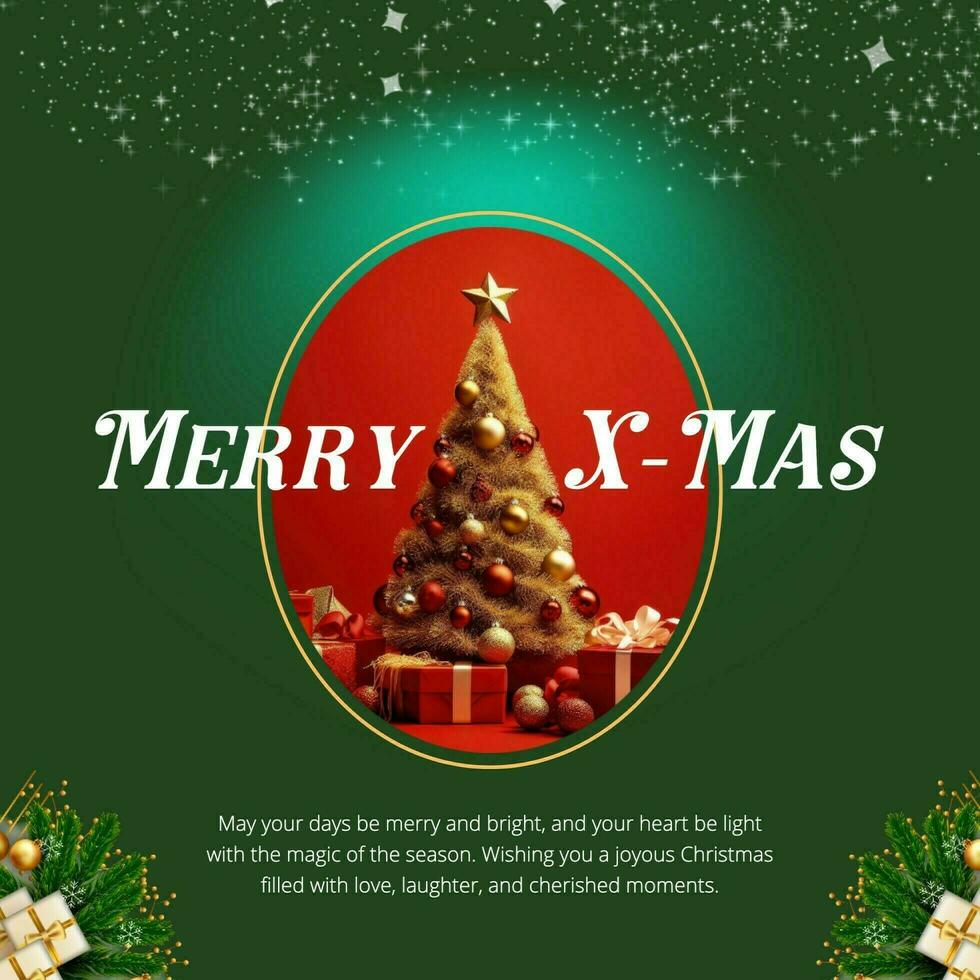 Green 3D Christmas Tree Greeting Instagram Post template