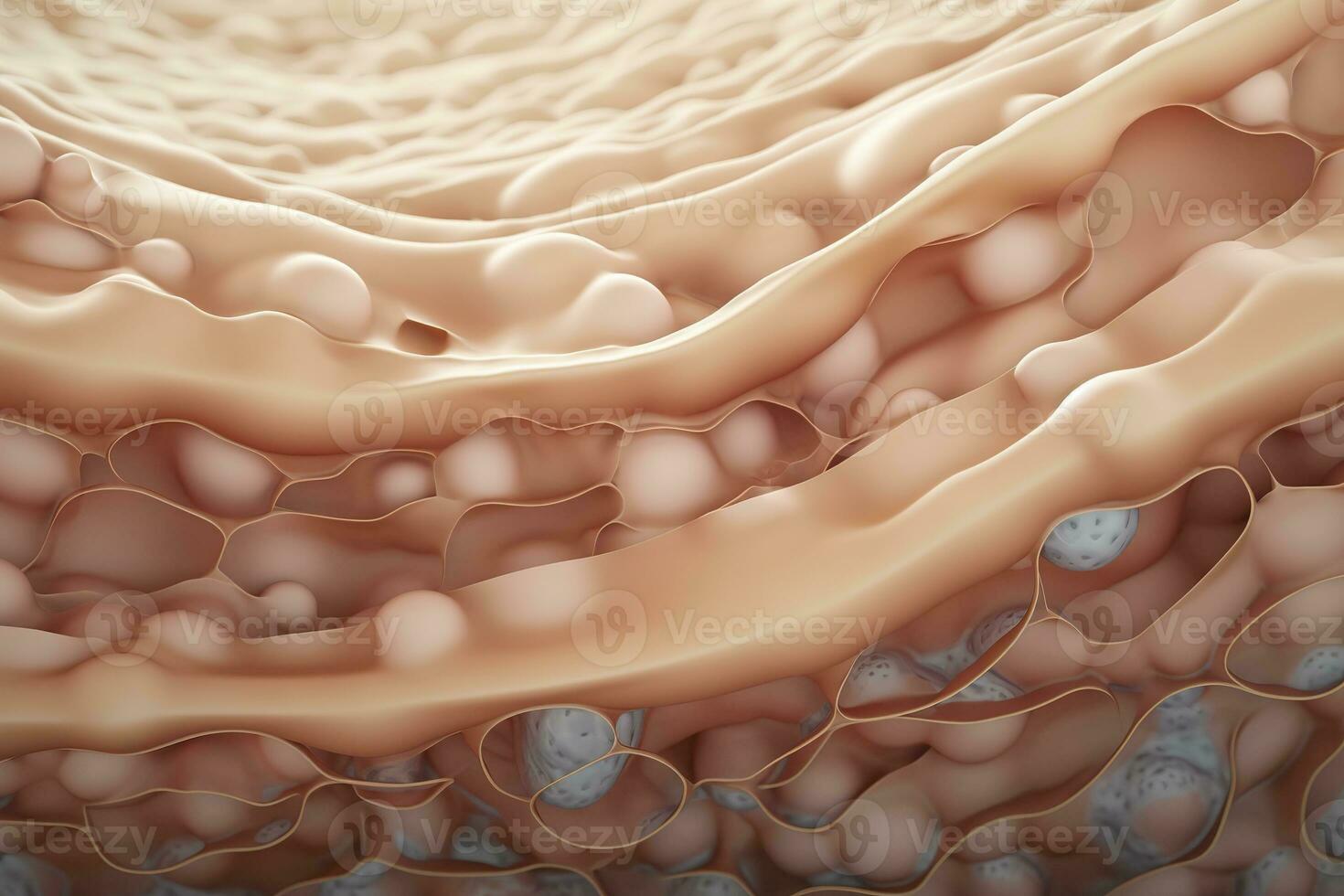 AI generated Saggy skin layer and skin cells, 3D rendering. Generative AI photo