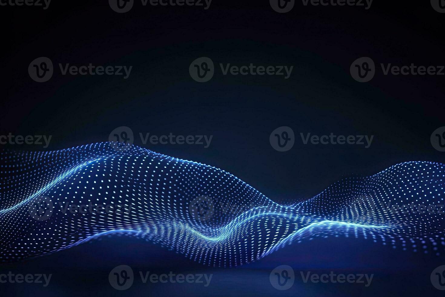AI generated Dynamic blue particle wave. Abstract sound visualization. Digital structure of the wave flow of luminous particles. AI Generated. photo