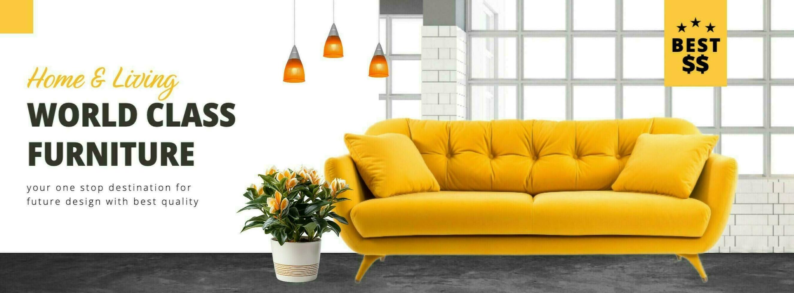 furniture yellow sofa minimalist facebook cover design template social media ideas
