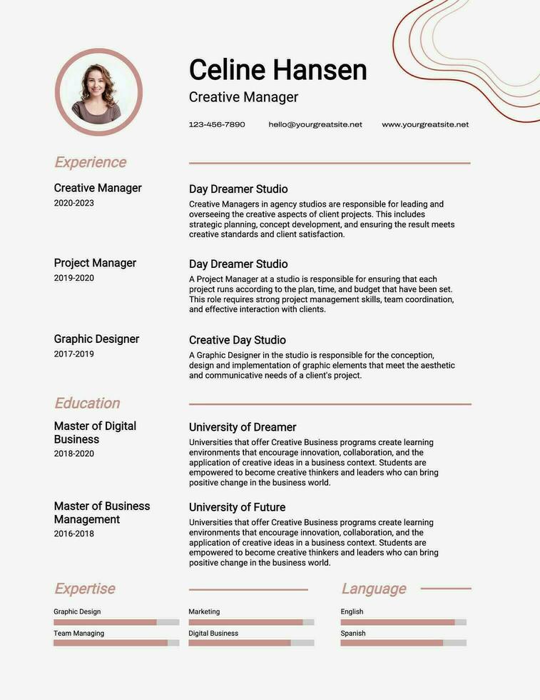 Pink Minimalist Creative Business Resume template