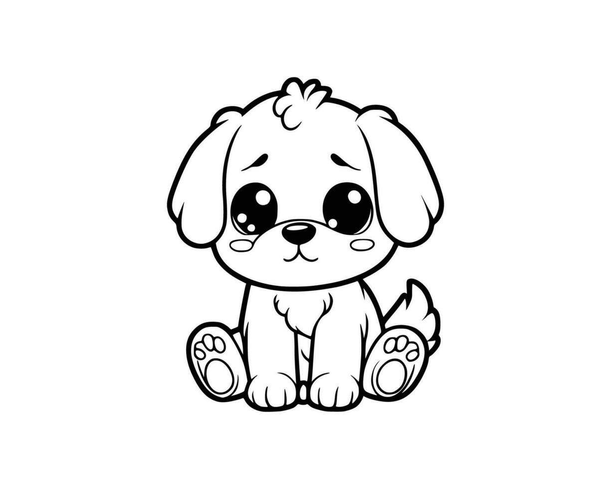 Cute Cartoon Character of dog for coloring book. outline line art. Printable Design. isolated white background vector