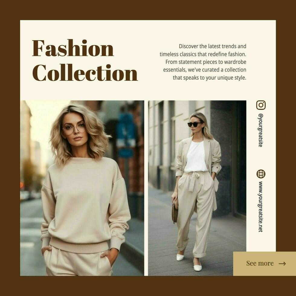 Beige Minimalist Fashion Collection Instagram Post template