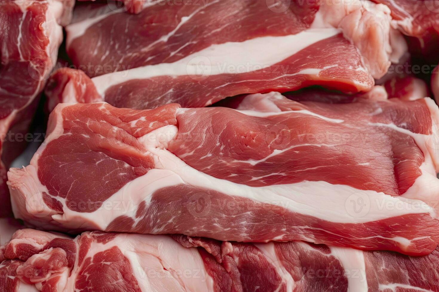 AI generated Macro shot of pork meat. Meat textured background. Beef steak is raw and juicy. AI Generated photo