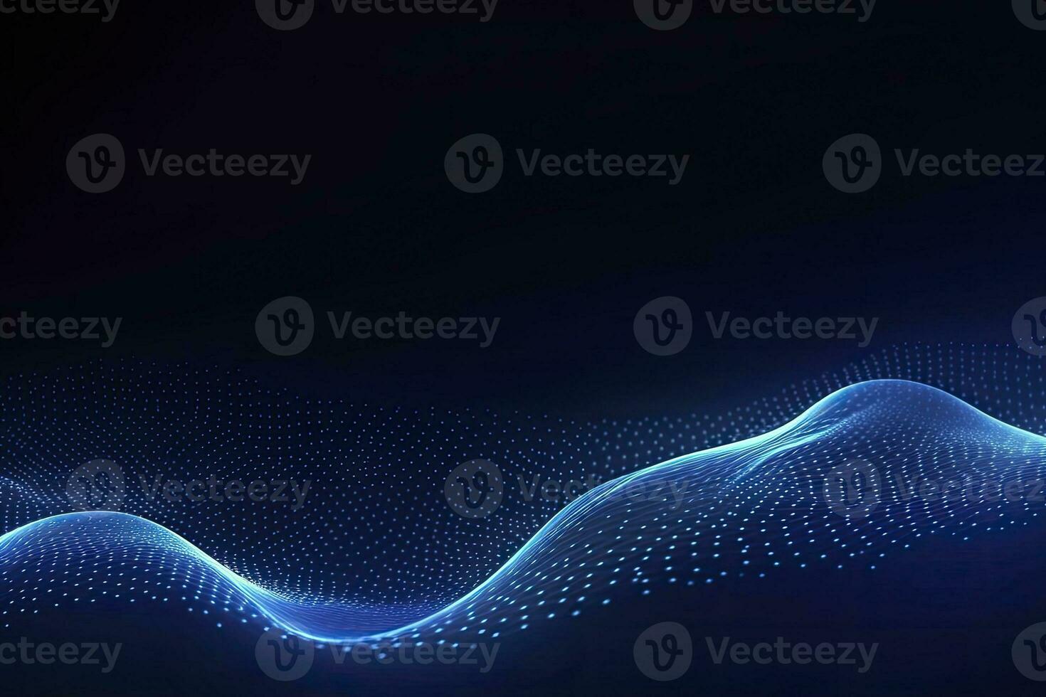AI generated Dynamic blue particle wave. Abstract sound visualization. Digital structure of the wave flow of luminous particles. AI Generated. photo