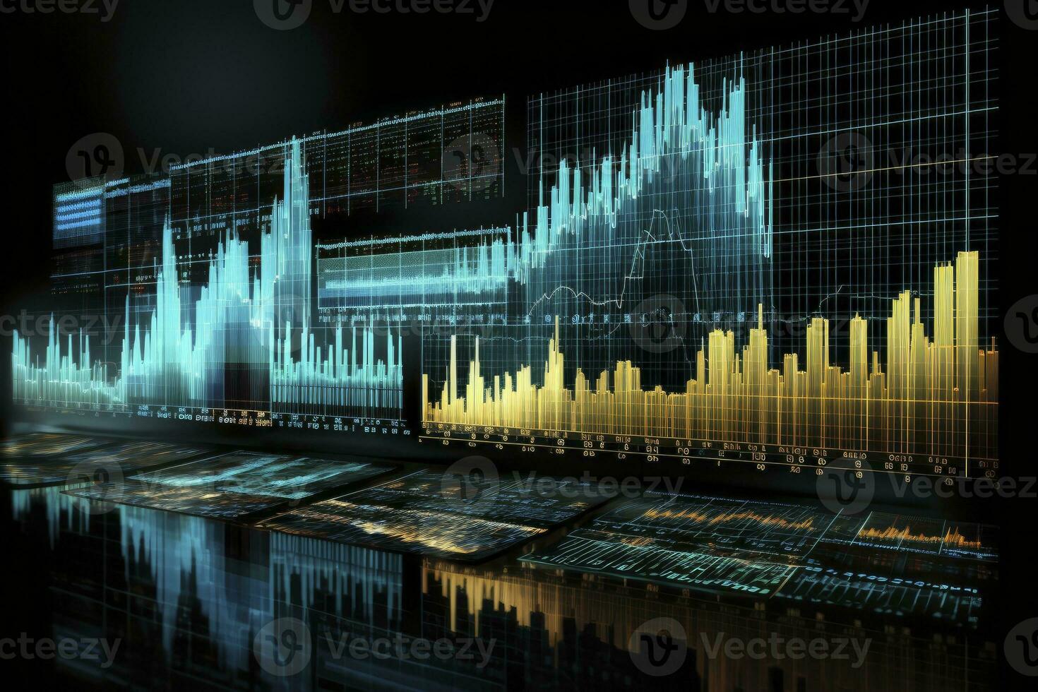 AI generated Digitally Generated Currency and Exchange Stock Chart for Finance and Economy Based Computer Software and Coding Display. AI Generated photo