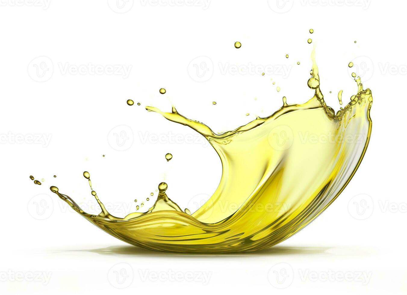 AI generated Olive or engine oil splash, cosmetic serum liquid isolated on white background. Generative AI photo