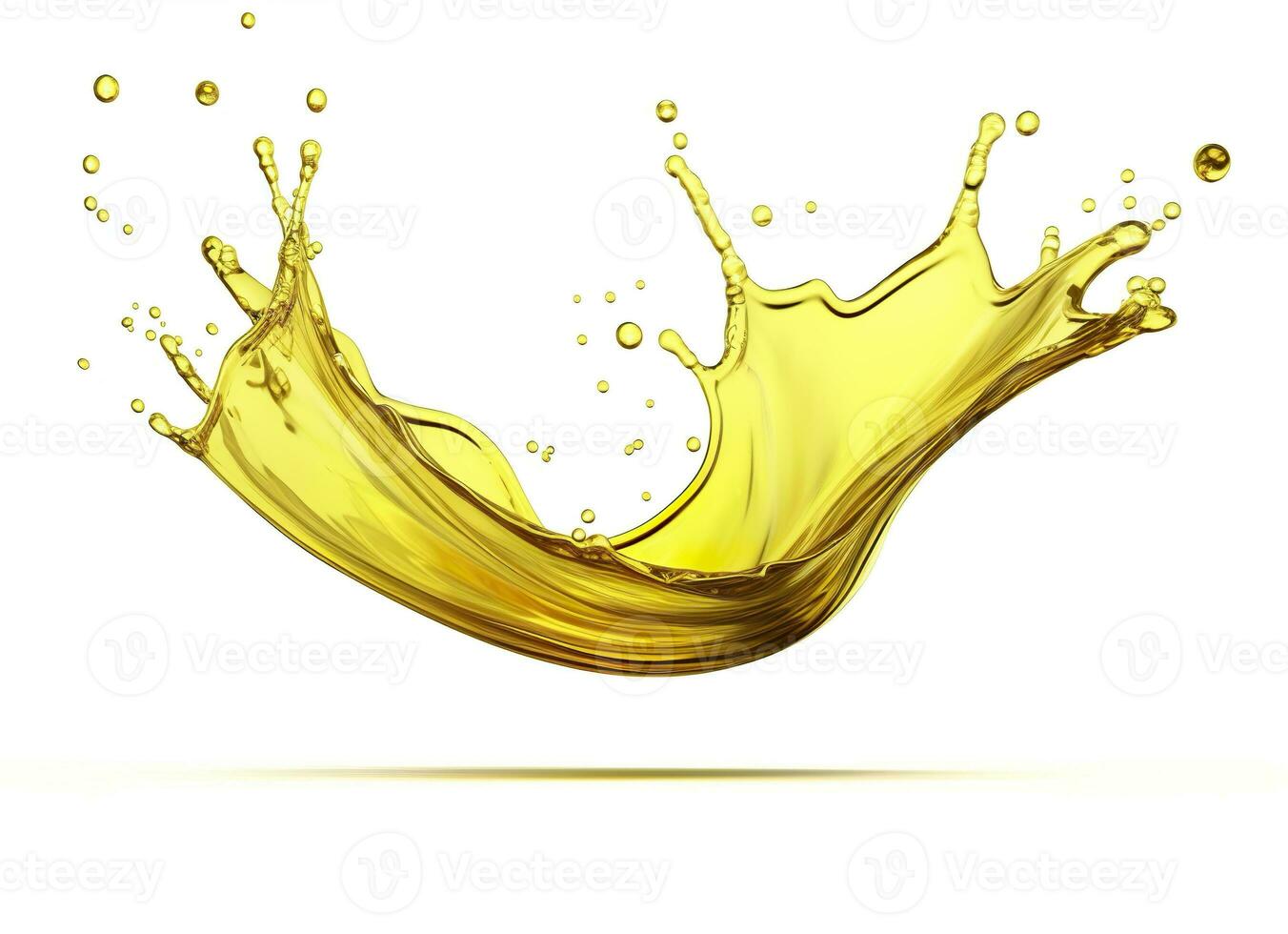 AI generated Olive or engine oil splash, cosmetic serum liquid isolated on white background. Generative AI photo