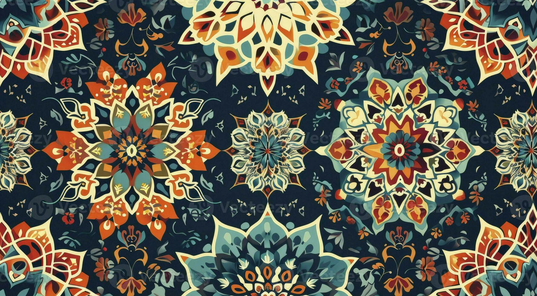 AI generated Colorful arabesque pattern photo