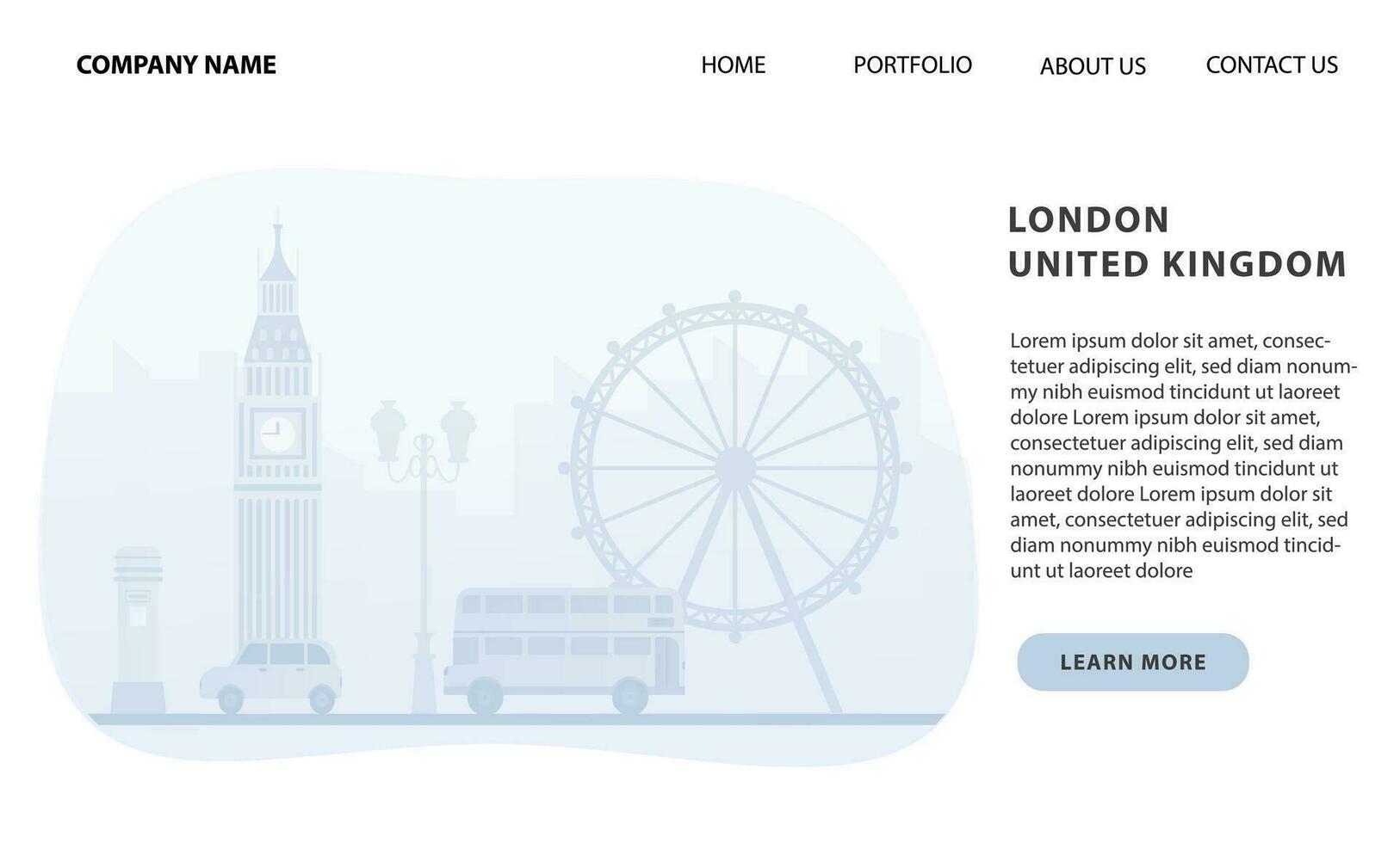 London, United Kingdom traveling business concept for landing page in flat style. Website template. Vector banner.