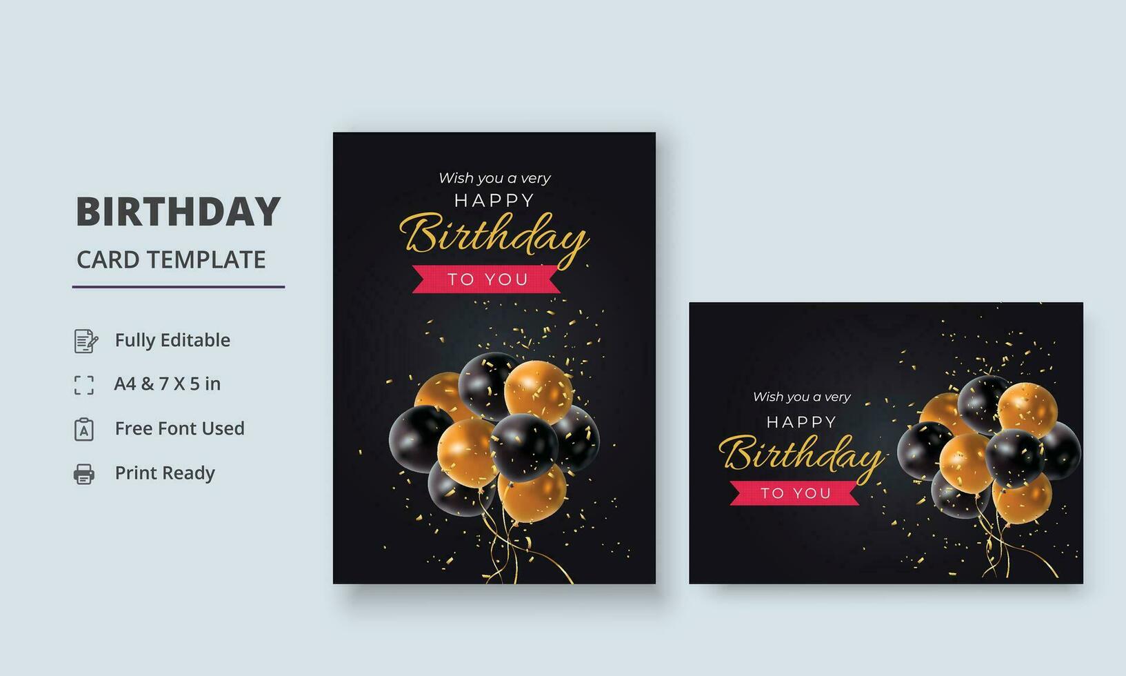 Birthday Banner, Birthday Wish Card, Birthday Poster, Birthday Card Template vector