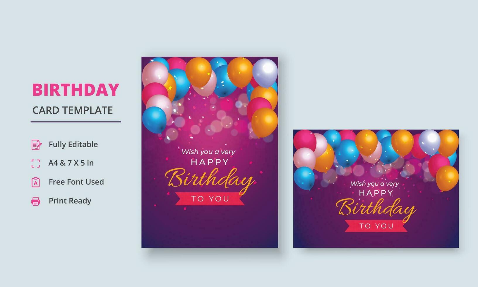 Birthday Banner, Birthday Wish Card, Birthday Poster, Birthday Card Template vector