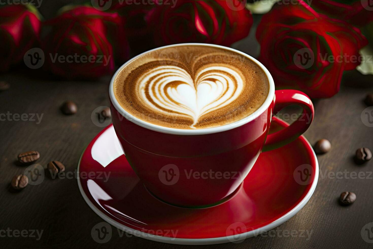 AI generated Valentine's Day Coffee. AI Generated photo