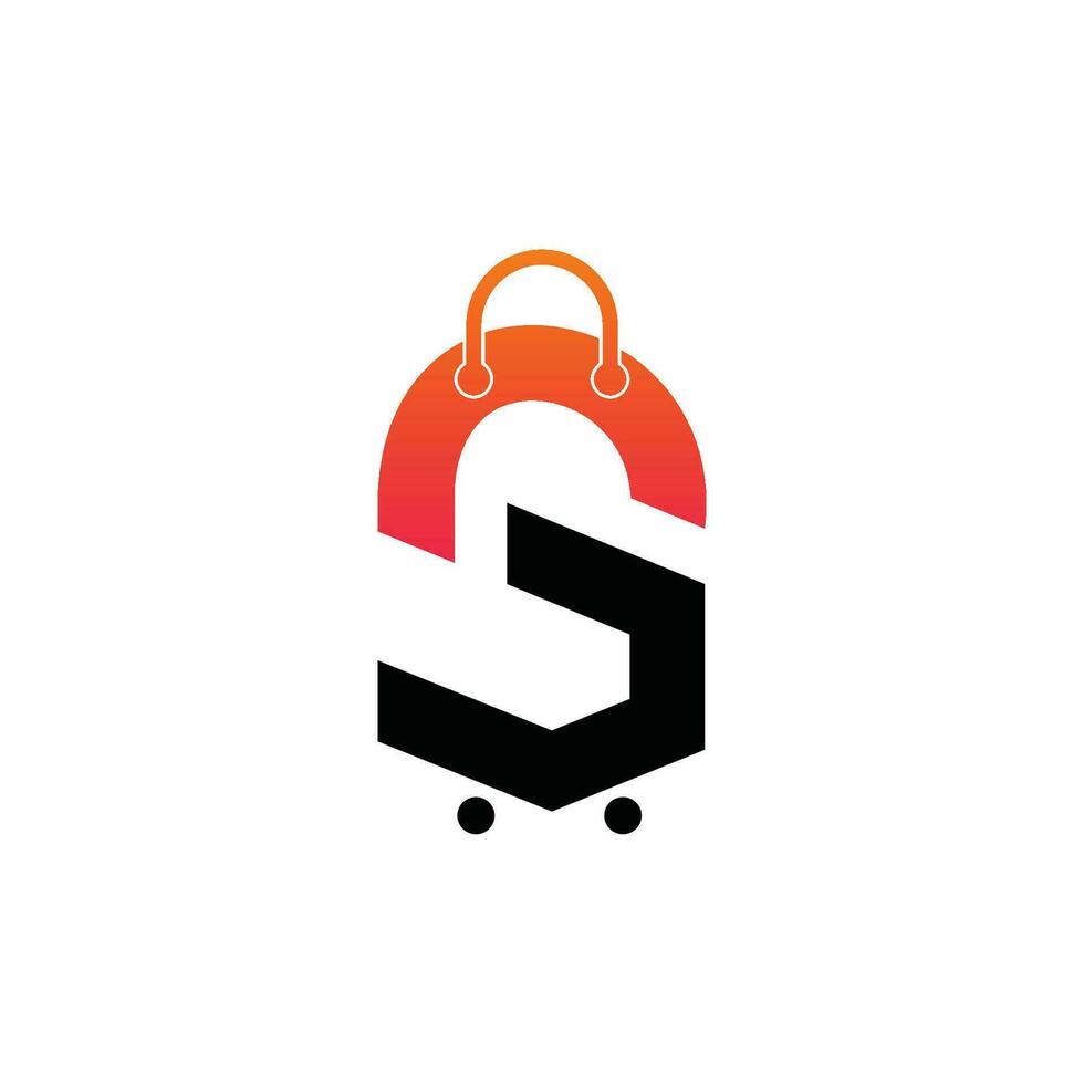 S letter shopping andcart logo design. vector