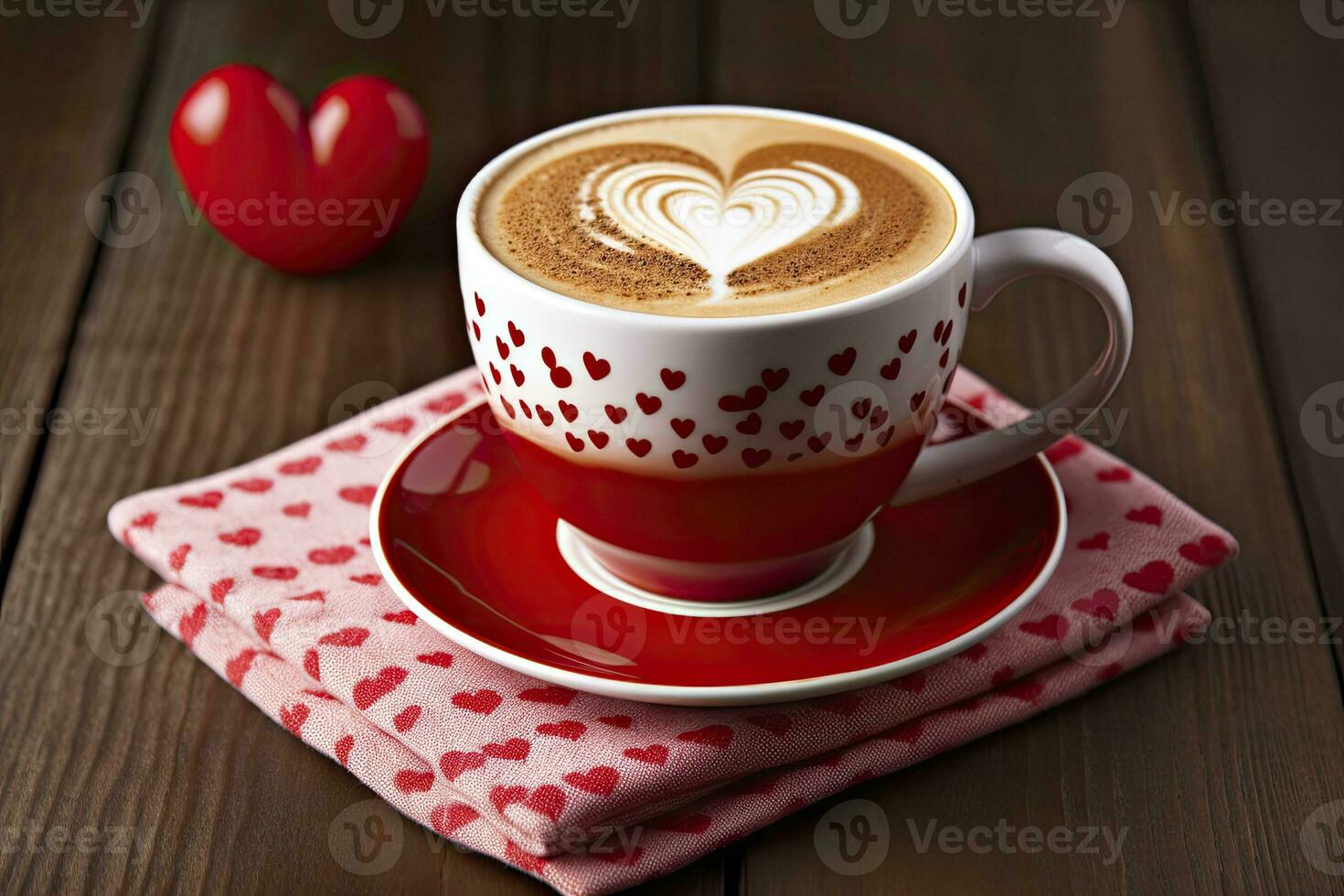 AI generated Valentine's Day Coffee. AI Generated photo