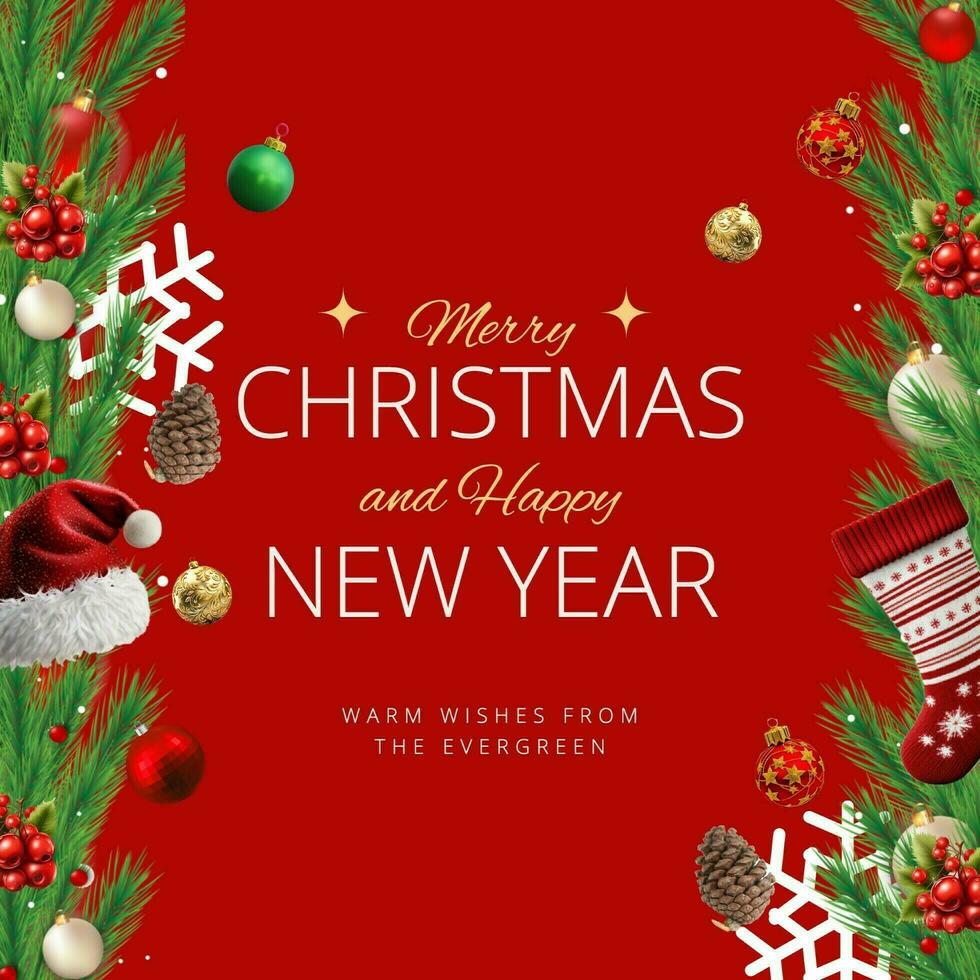 season greeting merry christmas in red and green for company template