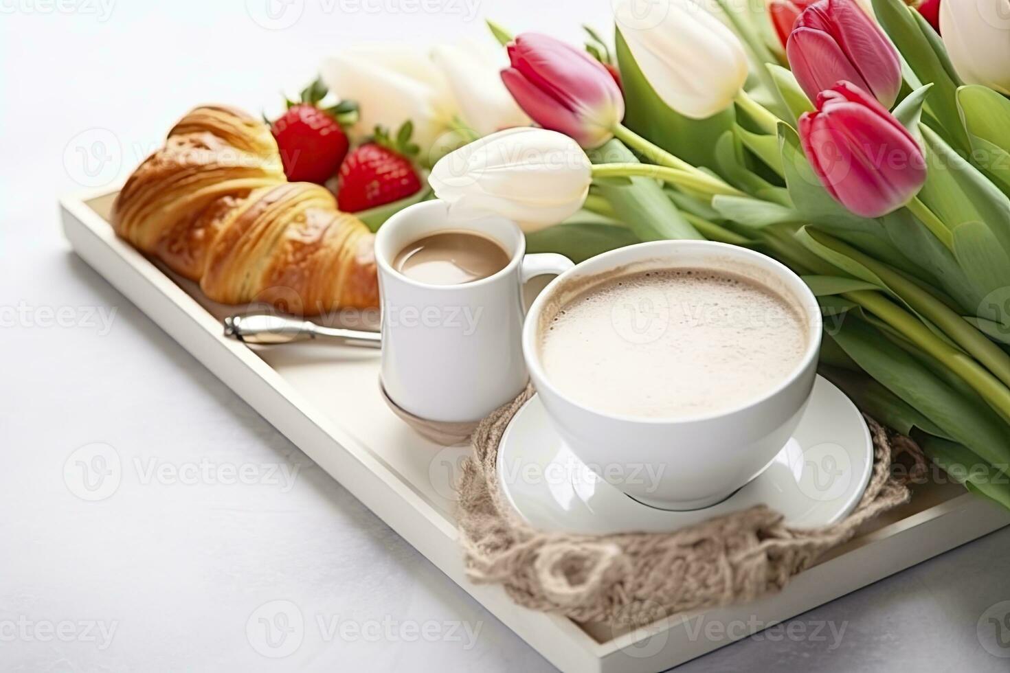 AI generated Happy mother's day, beautiful breakfast. AI Generated photo