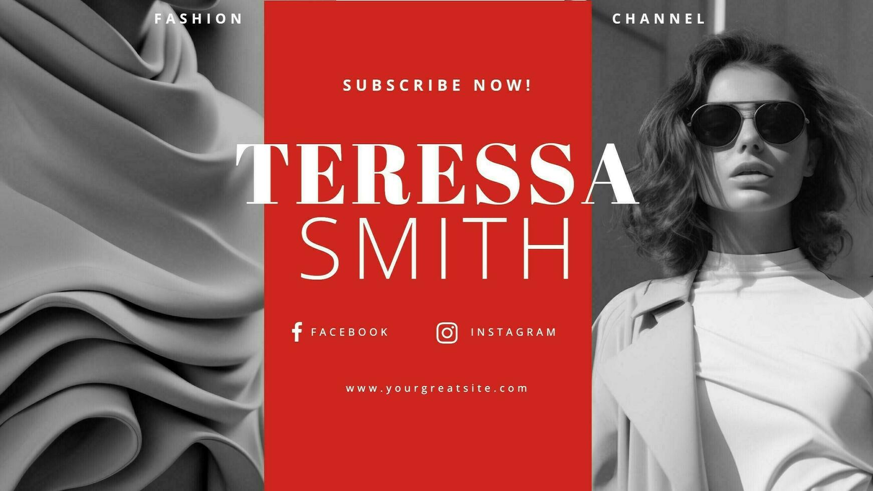 red youtube cover banner for fashion template