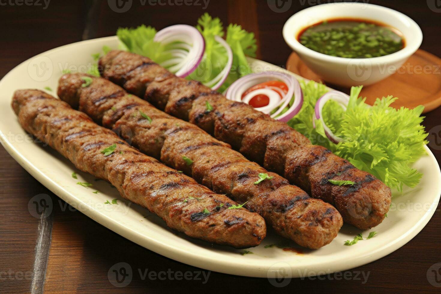 AI generated Tasty seekh kabab.  AI Generated. photo