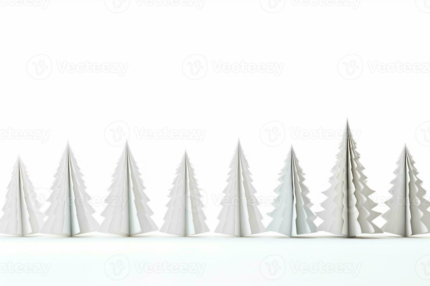 AI generated Christmas tree in paper style on white background photo