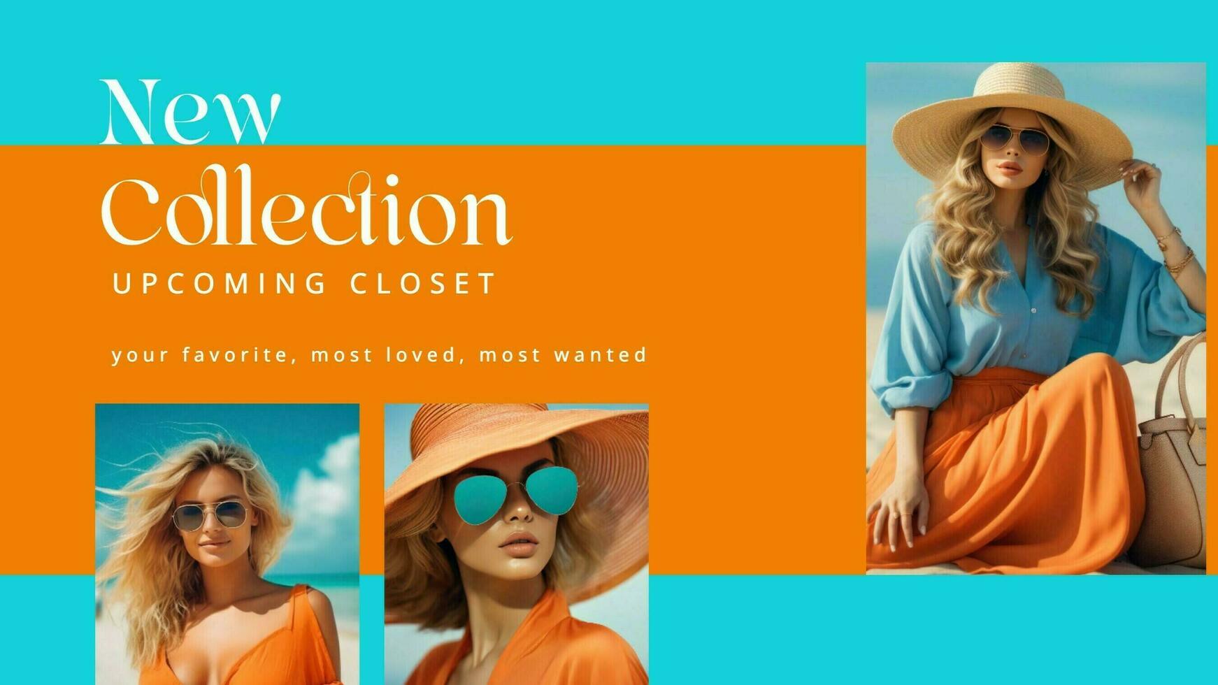 summer orange and blue fashion social media template