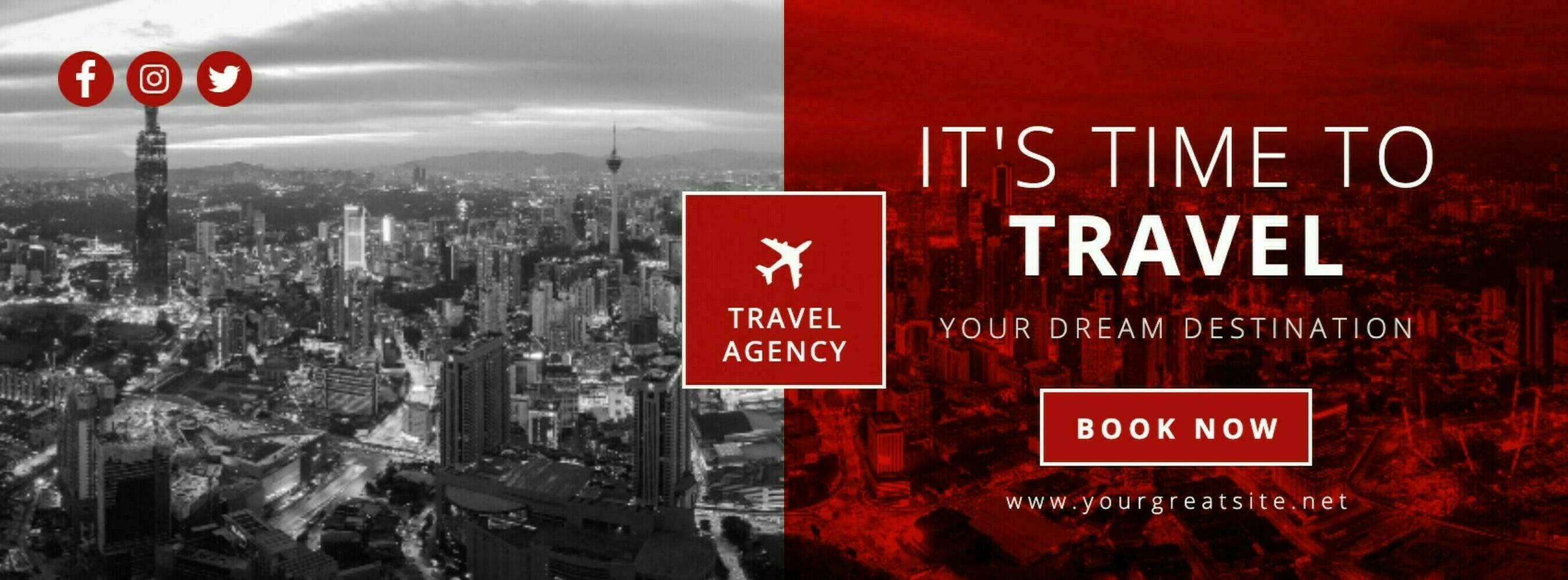 travel company social media in red template