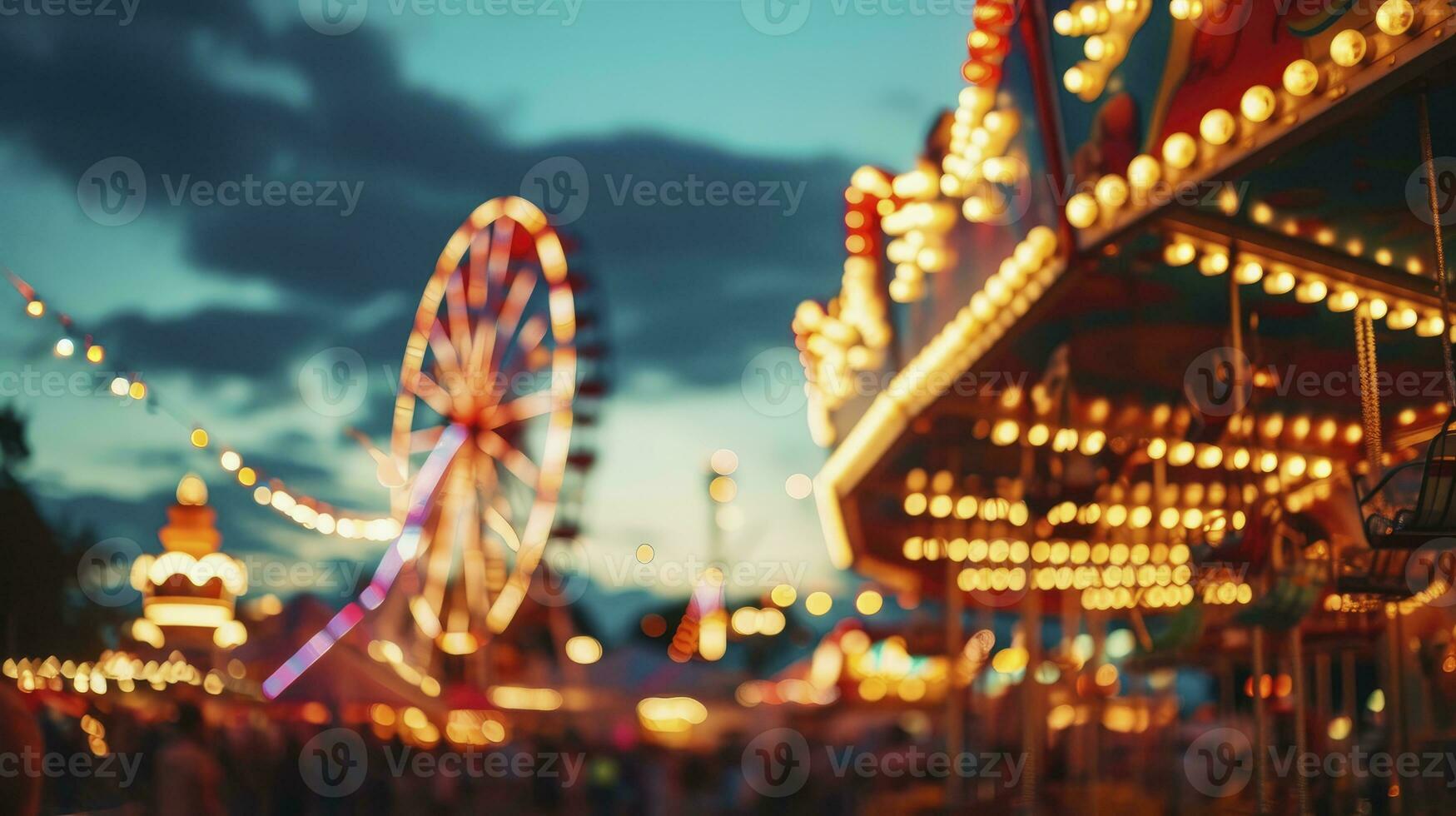 AI generated Colorful summer carnival at dusk photo