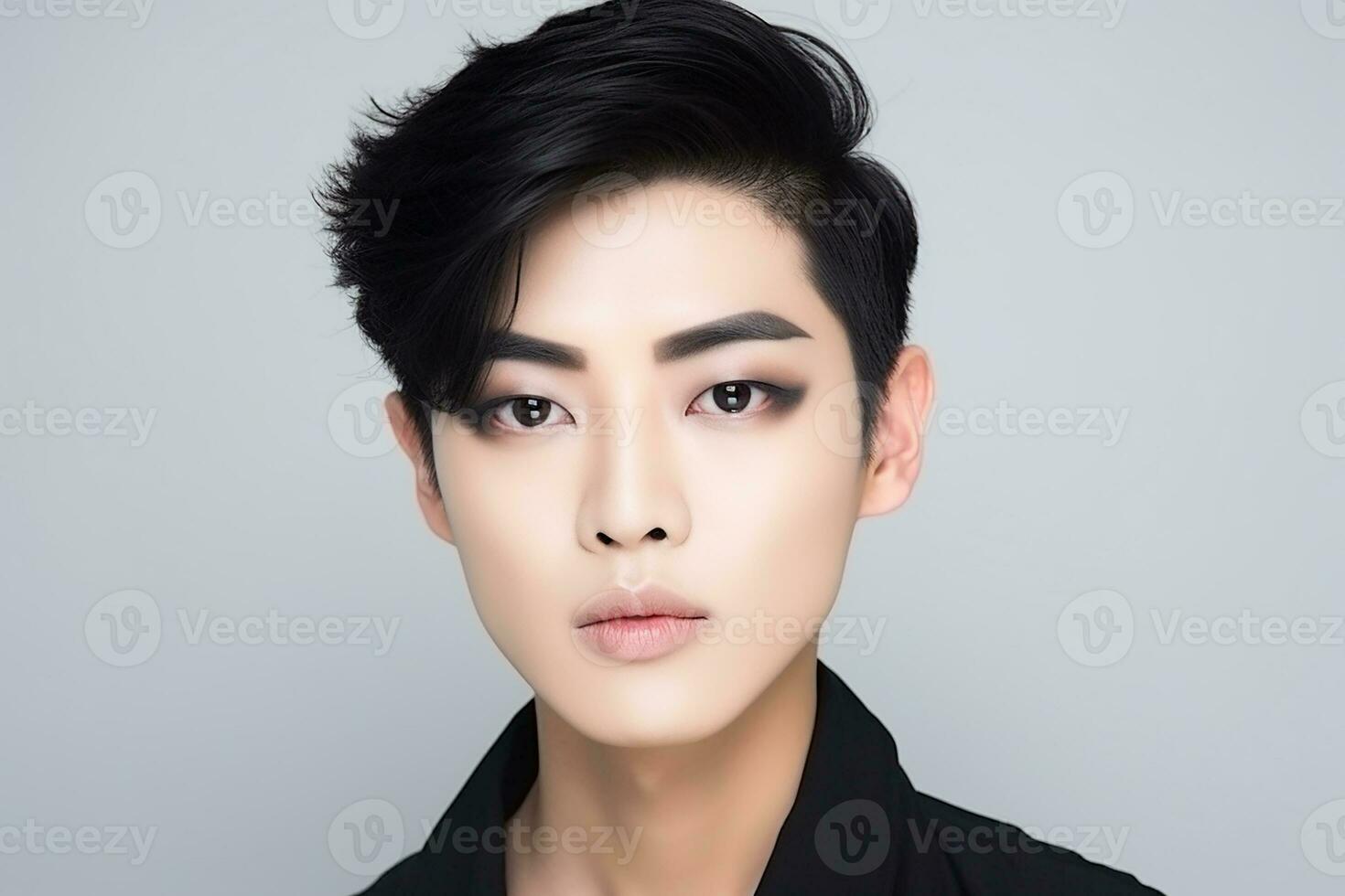AI generated Young asian man Genderless makeup Men's cosmetics Beauty salon photo