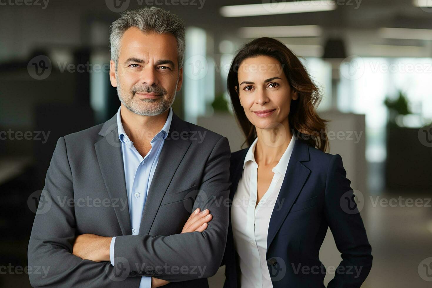 AI generated business partners together in office photo