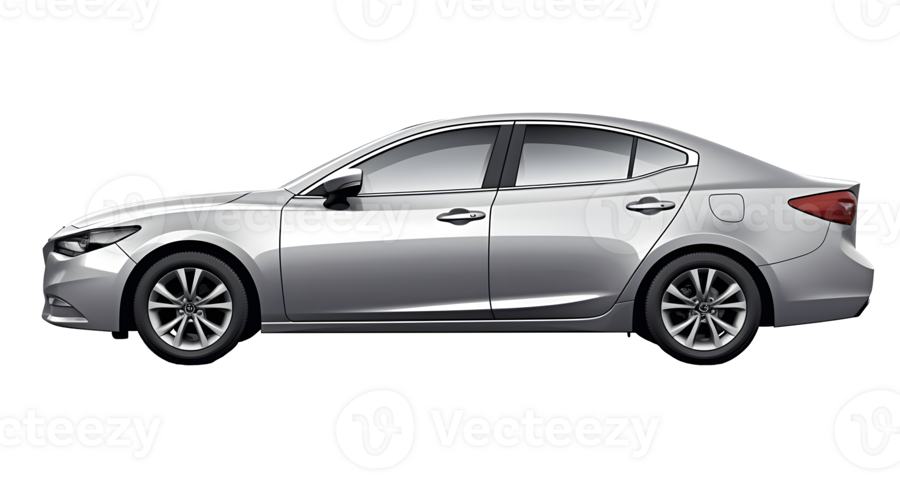 AI generated Side view grey sedan car PNG