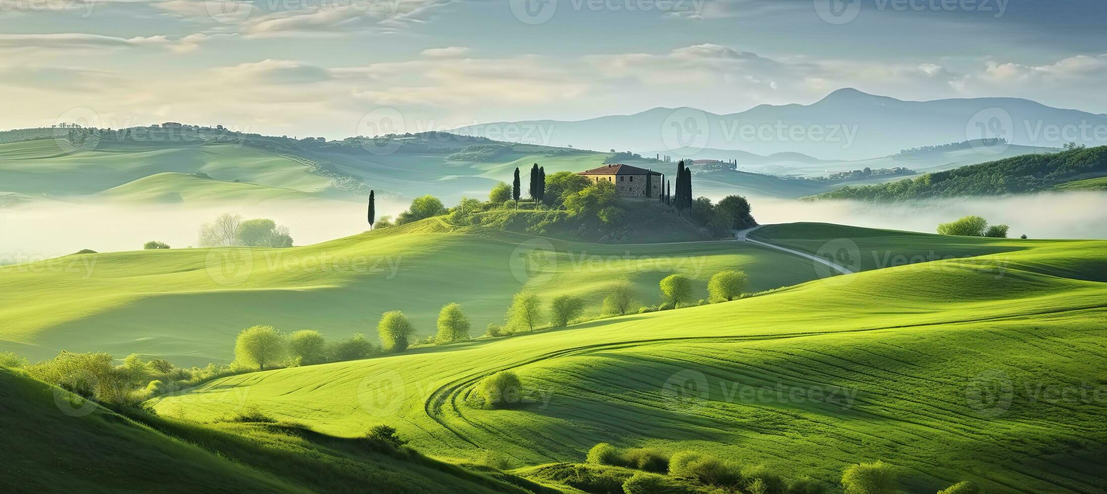 AI generated Green hills . AI Generated photo