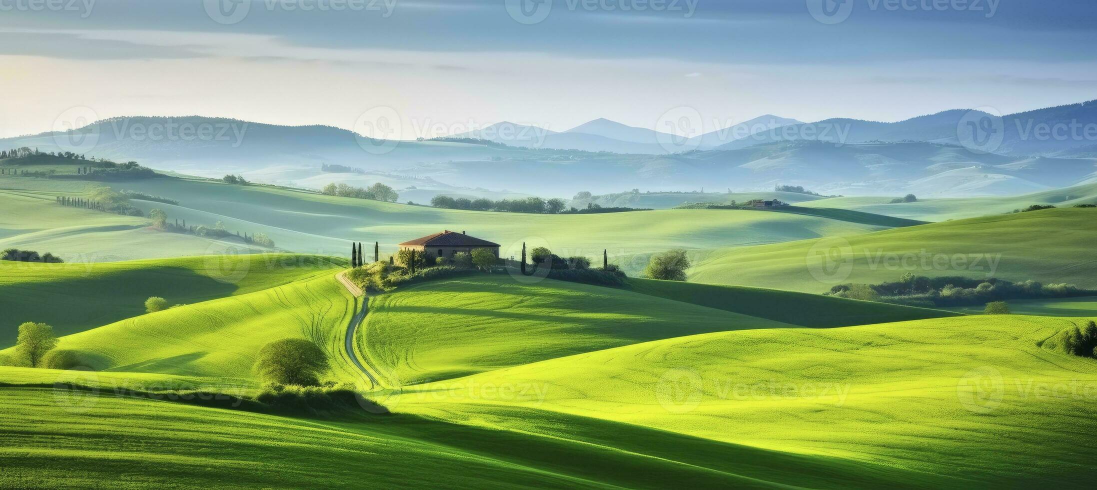 AI generated Green hills . AI Generated photo