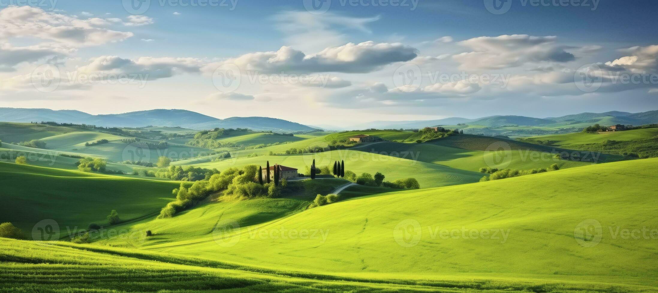 AI generated Green hills . AI Generated photo