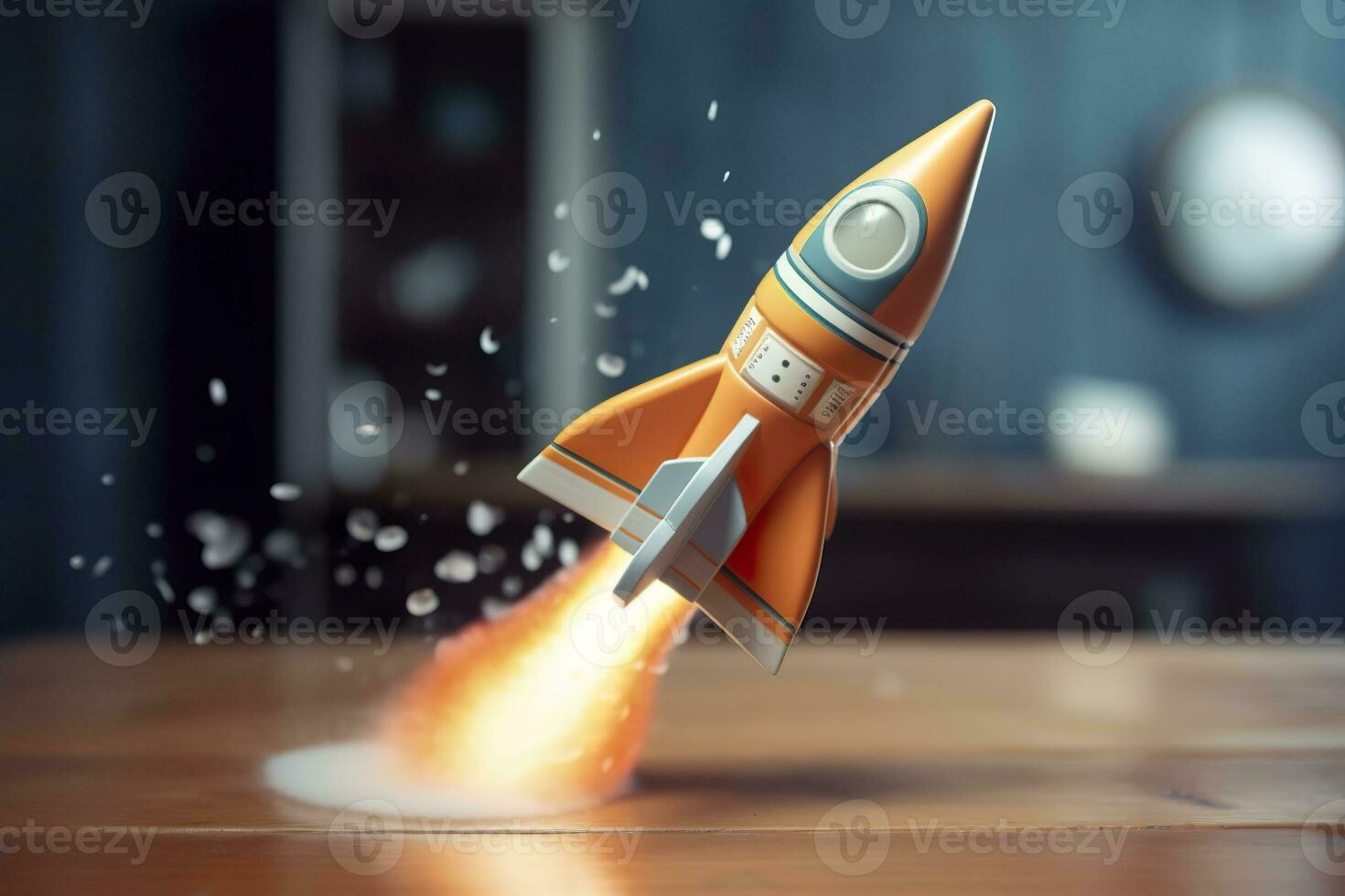 AI generated Toy rocket takes off business and finances success concept. AI Generative photo