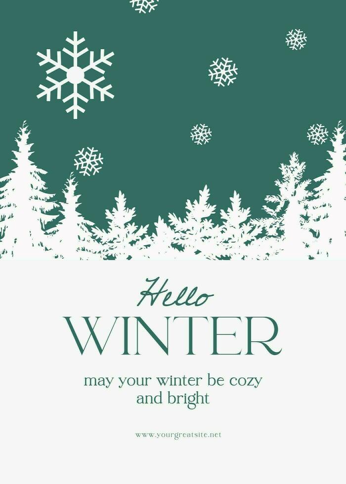 white winter greeting card template