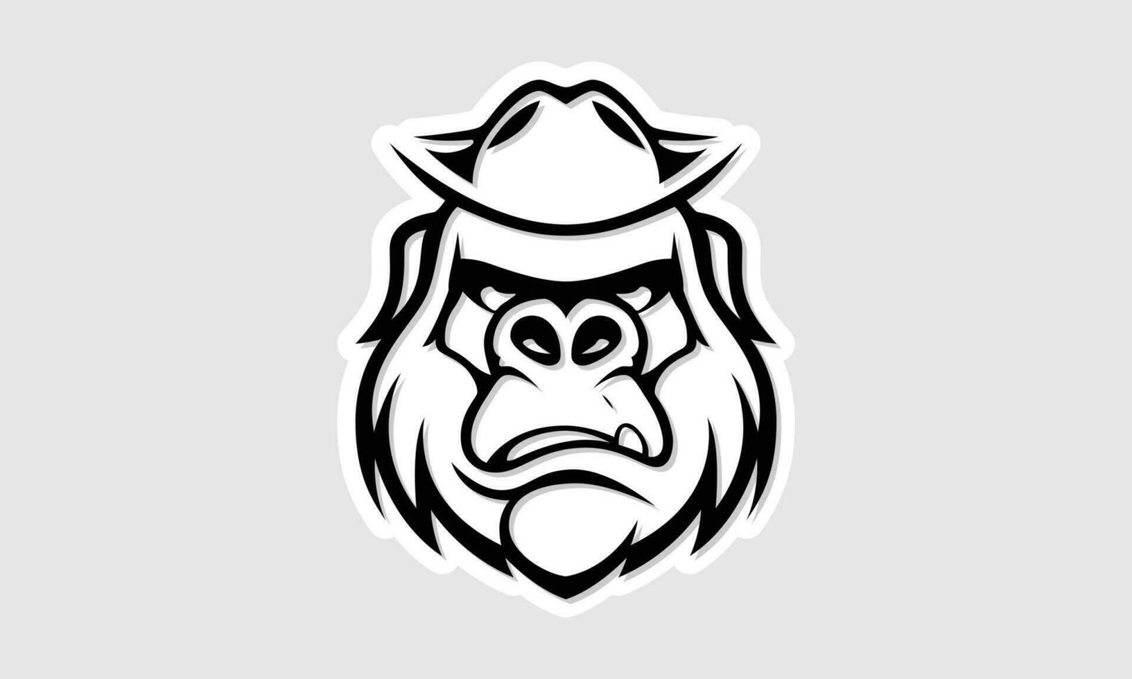angry gorilla face illustration vector art, sticker